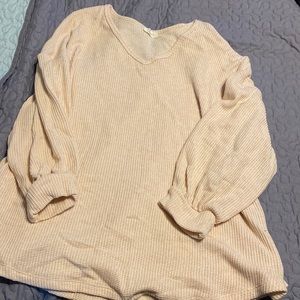 Be Stage 2xl ivory waffle knit shirt